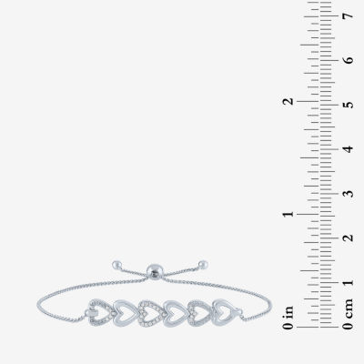 Yes, Please! Womens 1/10 CT. T.W. Natural White Diamond Sterling Silver Heart Bolo Bracelet