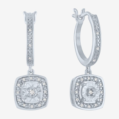 Yes, Please! Womens 1/10 CT. T.W. Natural Diamond Sterling Silver 25mm Hoop Earrings