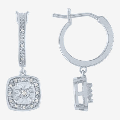 Yes, Please! Womens 1/10 CT. T.W. Natural Diamond Sterling Silver 25mm Hoop Earrings