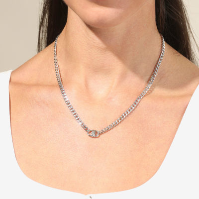 Womens Sterling Silver 18 Inch Curb Chain Necklace