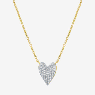 Diamond Addiction (G-H / Si2-I1) 14K Gold Over Silver Sterling Silver 18 Inch Cable Heart Chain Necklace