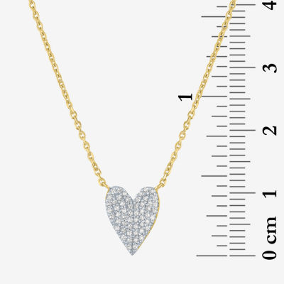 Diamond Addiction (G-H / Si2-I1) 14K Gold Over Silver Sterling Silver 18 Inch Cable Heart Chain Necklace