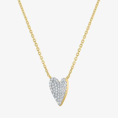 Diamond Addiction (G-H / Si2-I1) 14K Gold Over Silver Sterling Silver 18 Inch Cable Heart Chain Necklace