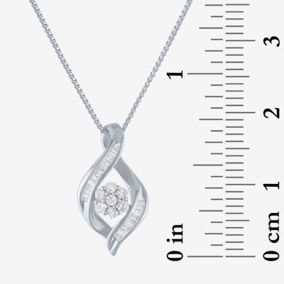 Diamond Blossom 1/5 CT.T.W. Natural Diamond Cluster Sterling SIlver Swirl Pendant Necklace