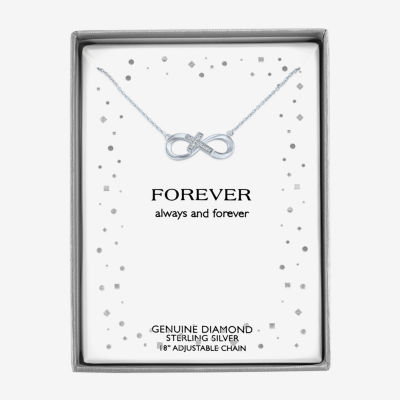 Sideways Womens Diamond Accent Natural White Diamond Sterling Silver Cross Infinity 18 Inch Pendant Necklace
