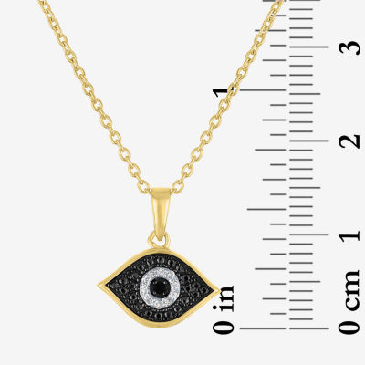 Diamond Accent Womens Diamond Accent Natural Black Diamond 14K Gold Over Silver Evil Eye Pendant Necklace