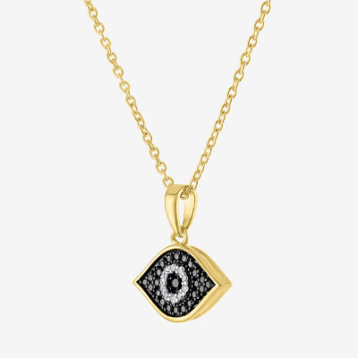 Diamond Accent Womens Diamond Accent Natural Black Diamond 14K Gold Over Silver Evil Eye Pendant Necklace