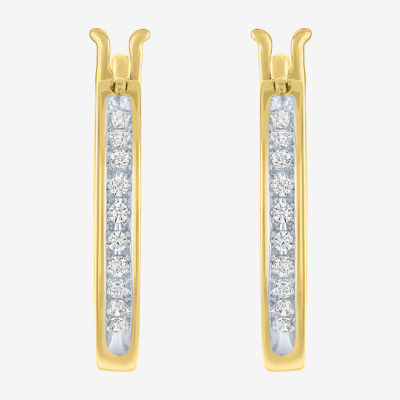 (I1-I2/ G-H) 1/10 CT. T.W. Lab Grown White Diamond 14K Gold Over Silver Sterling Silver 17mm Hoop Earrings