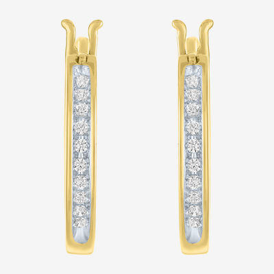 I1-I2/ G-H) 1/10 CT. T.W. Lab Grown White Diamond 14K Gold Over Silver Sterling Silver Hoop Earrings