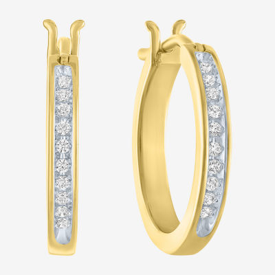 I1-I2/ G-H) 1/10 CT. T.W. Lab Grown White Diamond 14K Gold Over Silver Sterling Silver Hoop Earrings