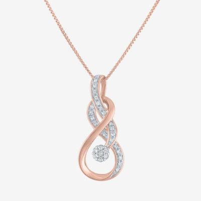 Diamond Blossom Womens 1/10 CT. T.W. Natural White Diamond 14K Rose Gold Over Silver 18 Inch Pendant Necklace