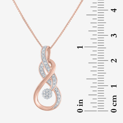 Womens 1/10 CT. T.W. Mined White Diamond 14K Rose Gold Over Silver Pendant Necklace