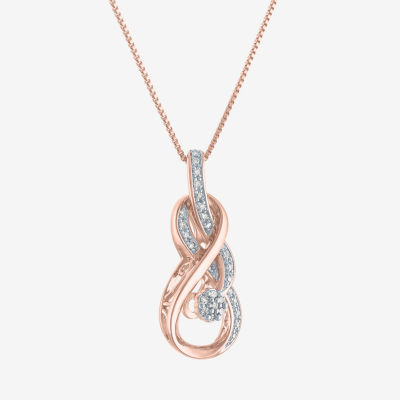 Diamond Blossom Womens 1/10 CT. T.W. Natural White Diamond 14K Rose Gold Over Silver 18 Inch Pendant Necklace