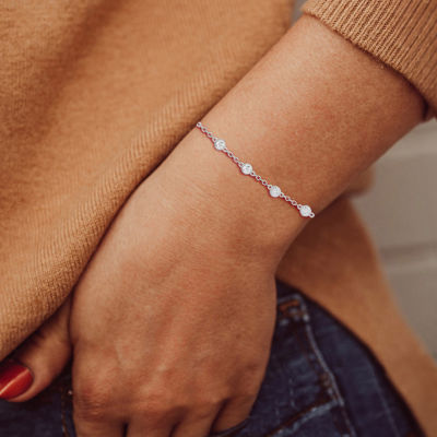 1/10 CT. T.W. Diamond Strand Bracelet in Sterling Silver or 14K Gold Over Silver