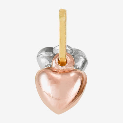 Womens 14K Tri-Color Gold Heart Pendant