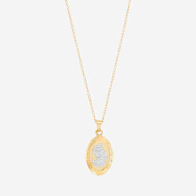 Womens 14K Gold Oval Pendant Necklace