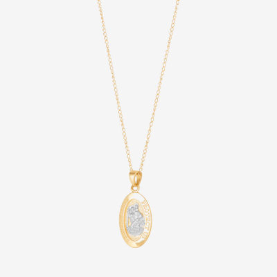 Womens 14K Gold Oval Pendant Necklace