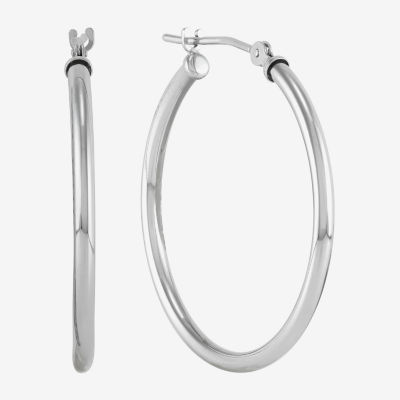 10K White Gold 28mm Hoop Earrings