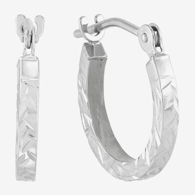 14K White Gold 11.7mm Hoop Earrings