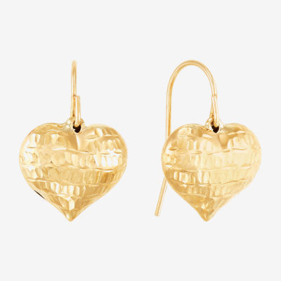 10K Gold Heart Drop Earrings