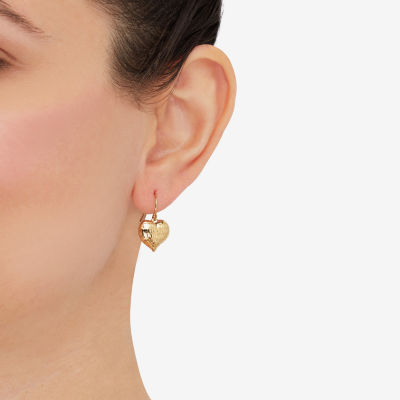 10K Gold Heart Drop Earrings