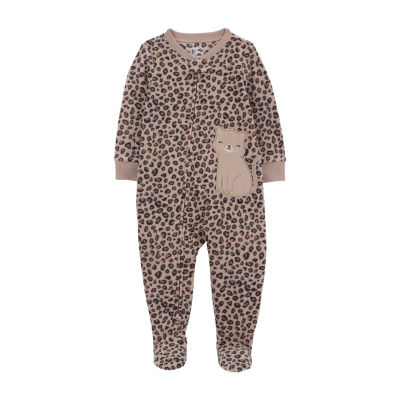 Carter's Microfleece Toddler Girls Crew Neck Fleece Long Sleeve Footed Pajamas