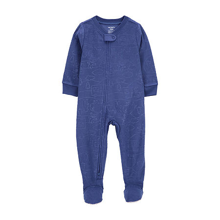 Carter's Microfleece Toddler Boys Crew Neck Fleece Long Sleeve Footed Pajamas, 2t, Blue