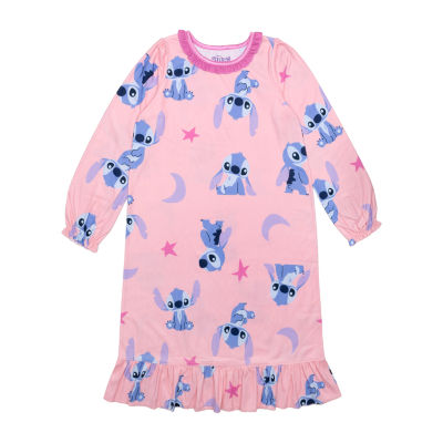 Disney Collection Little & Big Girls Lilo & Stitch Crew Neck Long Sleeve Nightgown