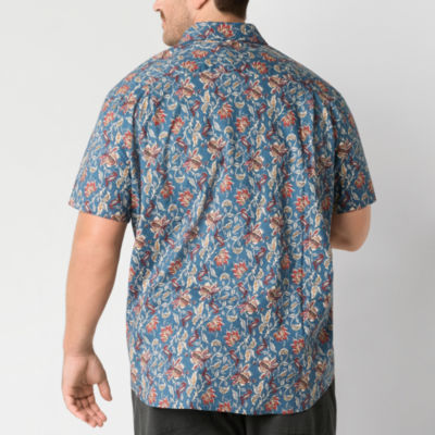 mutual weave Big and Tall Mens Classic Fit Short Sleeve Floral Button-Down Shirt