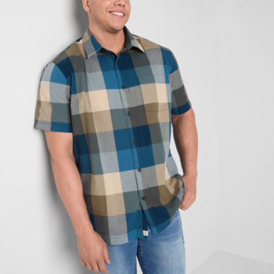 mutual weave Big and Tall Mens Classic Fit Short Sleeve Plaid Button-Down Shirt