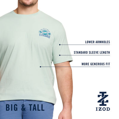 IZOD Saltwater Big and Tall Mens Crew Neck Short Sleeve Classic Fit Graphic T-Shirt
