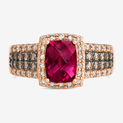 Le Vian® Ring featuring 1 1/2 cts. Raspberry Rhodolite®, 1/4 Chocolate Diamonds®, 3/8 Nude Diamonds™ set 14K Strawberry Gold®