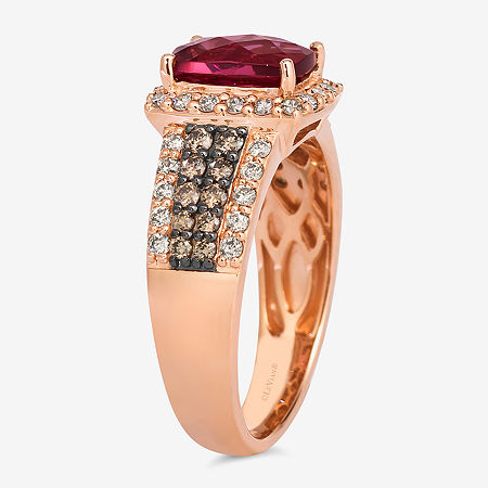 Le Vian Ring Featuring 1 1/2 Cts. Raspberry Rhodolite, 1/4 Cts. Chocolate Diamonds, 3/8 Cts. Nude Diamonds Set In 14K Strawberry Gold, 7