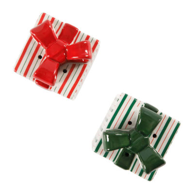 Martha Stewart Festive Bow Ceramic Salt + Pepper Shakers