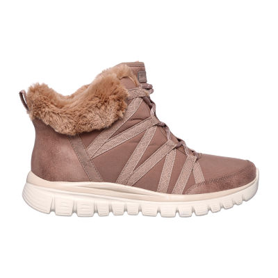 Skechers Womens Graceful Flat Heel Lace Up Boots