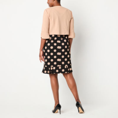 Maya Brooke Womens Dots Jacket Dress