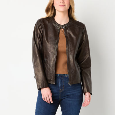 a.n.a Womens Faux Leather Lightweight Motorcycle Jacket