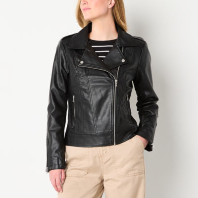 a.n.a Womens Faux Leather Midweight Motorcycle Jacket