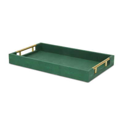 Cheungs Green Faux Shagreen Rectangular Decorative Tray