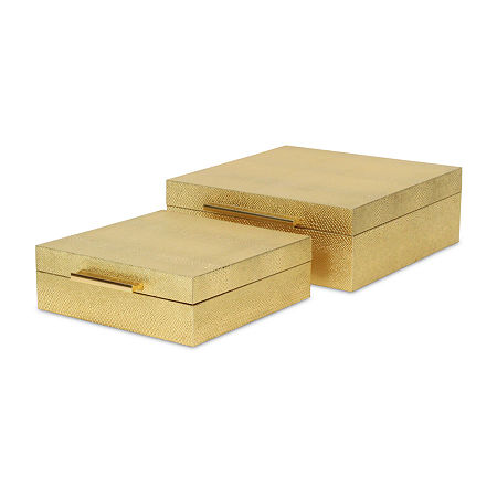 Cheungs Gold Faux Snakeskin Square 2-pc. Decorative Box, One Size, Yellow