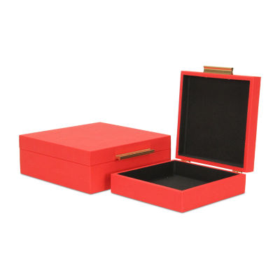 Cheungs Red Faux Shagreen Square 2-pc. Decorative Box