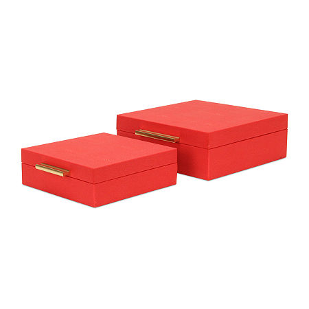 Cheungs Red Faux Shagreen Square 2-pc. Decorative Box, One Size, Red