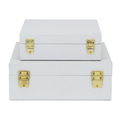 Cheungs White Faux Snakeskin Square 2-pc. Decorative Box