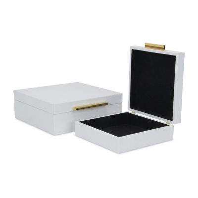 Cheungs White Faux Snakeskin Square 2-pc. Decorative Box