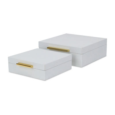 Cheungs White Faux Snakeskin Square 2-pc. Decorative Box