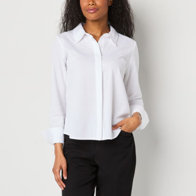 Liz Claiborne Cuffed Womens Long Sleeve Vent Sleeve Button-Down Shirt