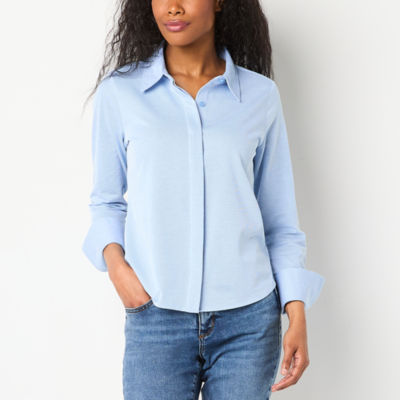 Liz Claiborne Cuff Womens Long Sleeve Regular Fit Button-Down Shirt ...