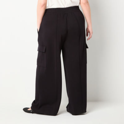 Stylus Womens Mid Rise Wide Leg Cargo Pant-Plus