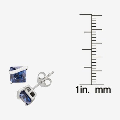 Lab Created Blue Sapphire Sterling Silver 6.1mm Stud Earrings