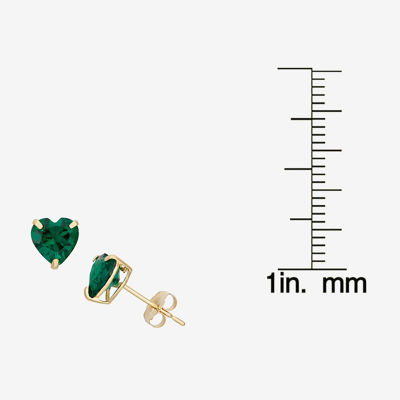 Lab Created Green Emerald 10K Gold 6.1mm Stud Earrings